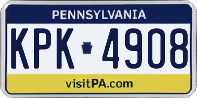 PA license plate KPK4908