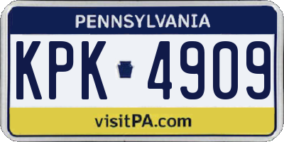 PA license plate KPK4909