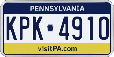 PA license plate KPK4910