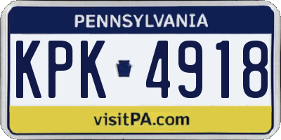 PA license plate KPK4918