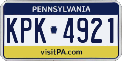 PA license plate KPK4921