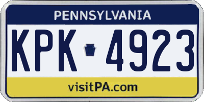 PA license plate KPK4923