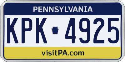 PA license plate KPK4925