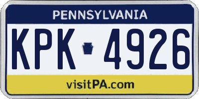 PA license plate KPK4926