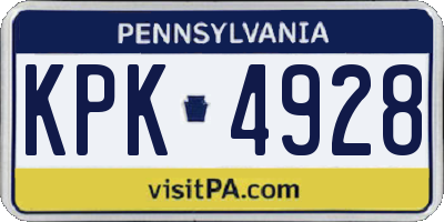 PA license plate KPK4928