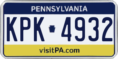 PA license plate KPK4932