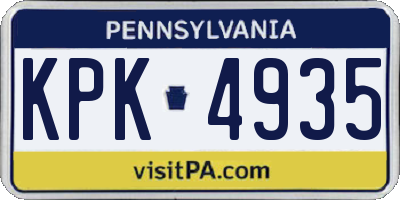 PA license plate KPK4935