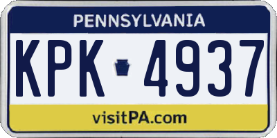 PA license plate KPK4937