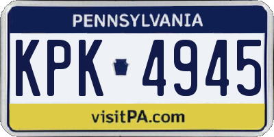 PA license plate KPK4945
