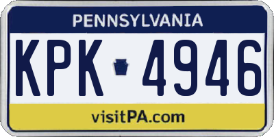 PA license plate KPK4946