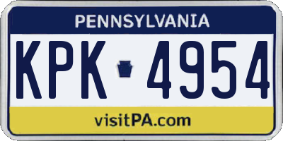 PA license plate KPK4954