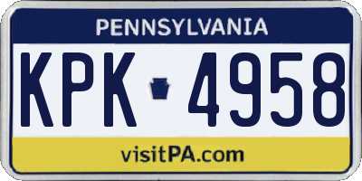 PA license plate KPK4958