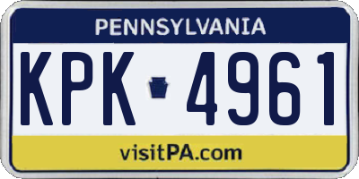 PA license plate KPK4961