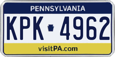 PA license plate KPK4962