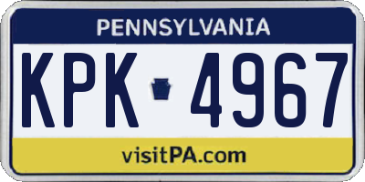 PA license plate KPK4967