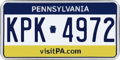 PA license plate KPK4972