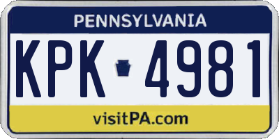 PA license plate KPK4981