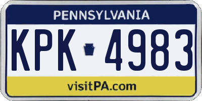 PA license plate KPK4983