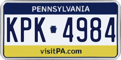 PA license plate KPK4984