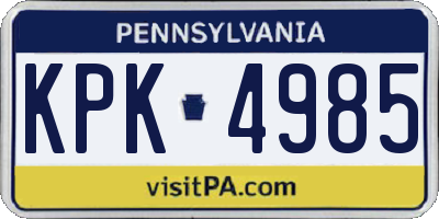 PA license plate KPK4985