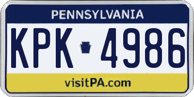 PA license plate KPK4986