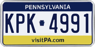 PA license plate KPK4991