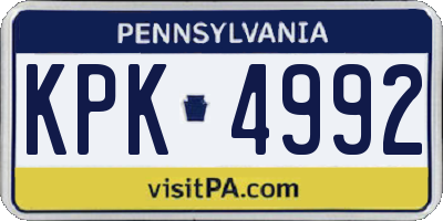 PA license plate KPK4992