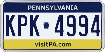 PA license plate KPK4994