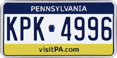 PA license plate KPK4996