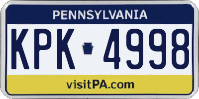 PA license plate KPK4998