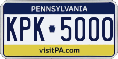 PA license plate KPK5000