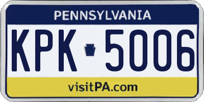 PA license plate KPK5006