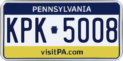PA license plate KPK5008