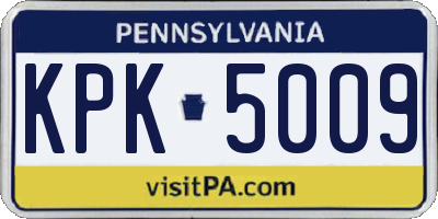 PA license plate KPK5009