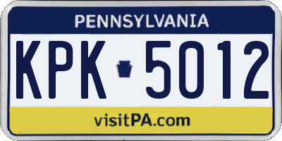 PA license plate KPK5012