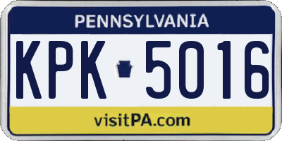 PA license plate KPK5016