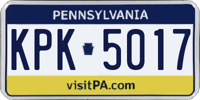 PA license plate KPK5017