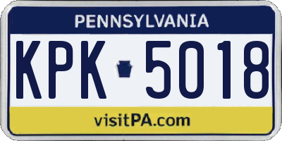 PA license plate KPK5018