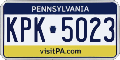 PA license plate KPK5023
