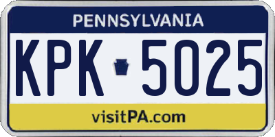 PA license plate KPK5025