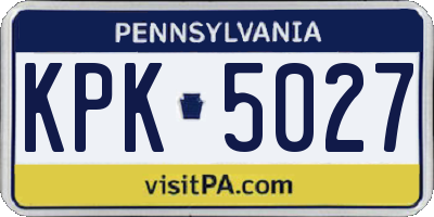 PA license plate KPK5027