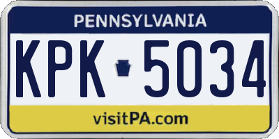 PA license plate KPK5034