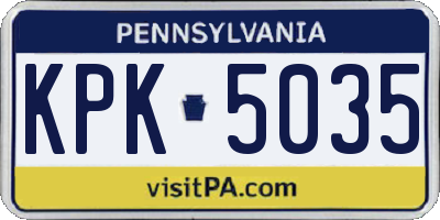 PA license plate KPK5035