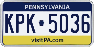 PA license plate KPK5036