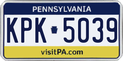 PA license plate KPK5039