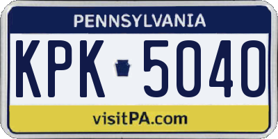 PA license plate KPK5040