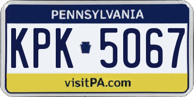 PA license plate KPK5067