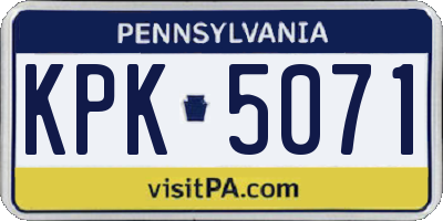 PA license plate KPK5071