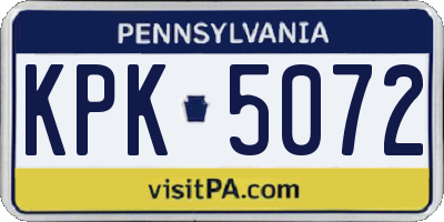 PA license plate KPK5072