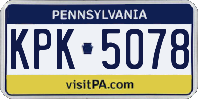 PA license plate KPK5078